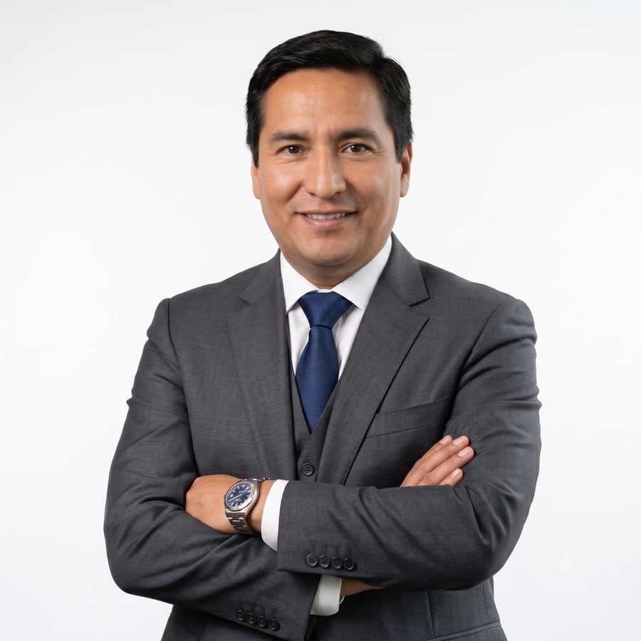 Edward Antonio Suca Villarroel, fundador y presidente de Grupo Suca, retrato de estudio.