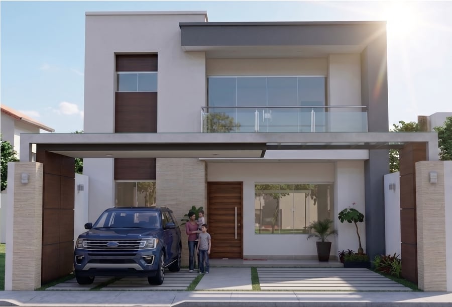 Fachada de la vivienda entregada en Urbanización España.